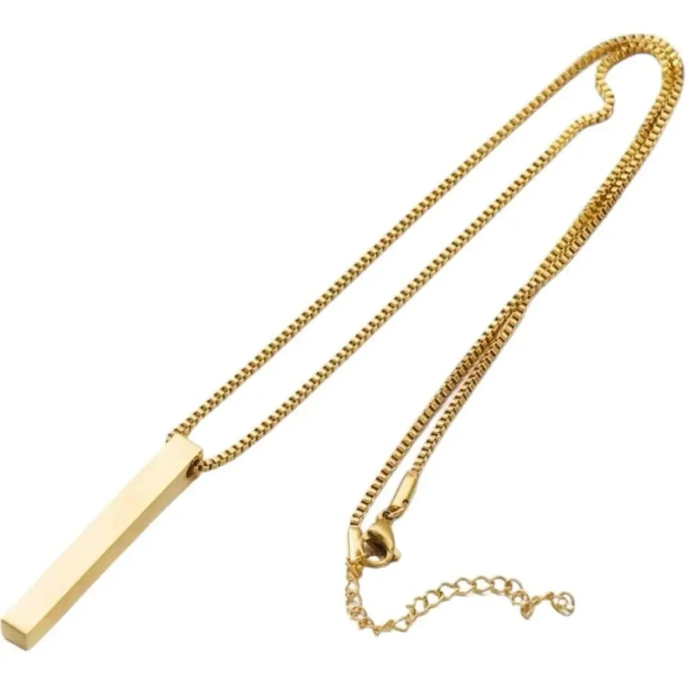 18K Gold Plated Vertical Bar Pendant Necklace